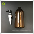 Botella plástica de lujo de la botella de aerosol cosmética de la impresión botella de plástico ámbar 300ml y botella plástica mate envase negro de la bomba